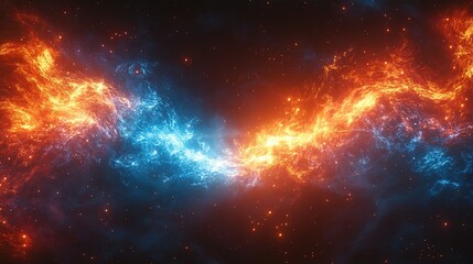 Fototapeta premium Abstract Cosmic Encounter of Fire and Ice