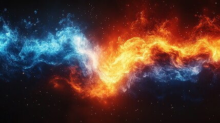 Fototapeta premium Abstract Fire and Water Swirling and Intertwining