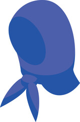 Blue bandana partially covering a face in isometric view