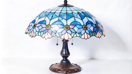 Stained Glass Table Lamp with Floral Design