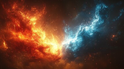 Fototapeta premium Abstract Cosmic Fire and Water Collision