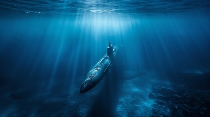Fototapeta premium realistic submarine underwater image , stunning submarine ocean photo , submarine photo , underwater photo