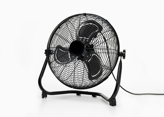 Table fan, interior item for air cooling. Close-up, studio shot.