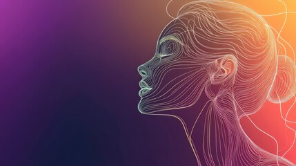 Elegant abstract line drawing of a profile silhouette, with a gentle gradient background that includes space for text