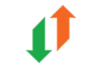 up and down arrows icon vector, Rounded mini arrows, up-down icon. A small two-way black direction symbol.