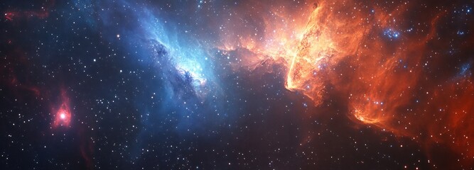 Naklejka premium Cosmic Nebulae with Stars and Dust in Space