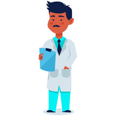 Cartoon Doctor Character Isolated on White Background. Flat Vector Illustration