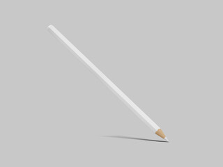 Single White Pencil Mockup with Gray Background 3D