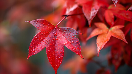 Sweetgum leaf with star shape and red color