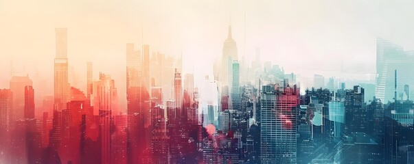 Obraz premium Abstract Cityscape with a Dominating Skyscraper