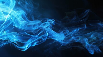 Obraz premium smoke that blows with a touch of blue light on a black background