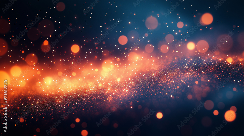 Poster cosmic glow: a mesmerizing abstract background with a warm, vibrant stream of golden light and bokeh