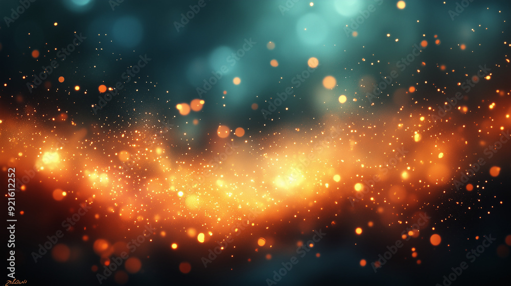 Poster abstract sparkles: a mesmerizing abstract background with a glowing orange and gold sparkl effect on