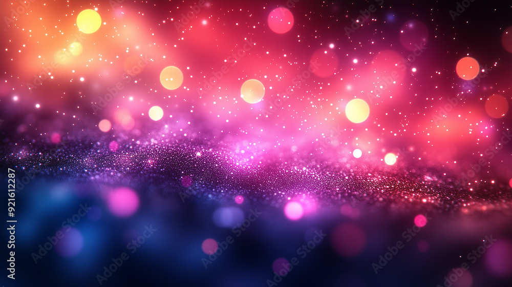 Poster cosmic dreamscape: abstract bokeh lights and a swirling nebula-like backdrop in a captivating blend 