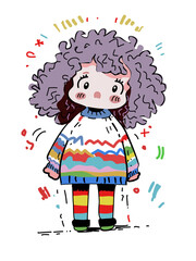 Cute girl cartoons, background work, printing work, various graphic works, can be edited and modified.