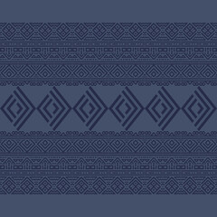 Navy blue tribal geometric pattern with intricate design, perfect for textiles, wallpapers, or decorative use.