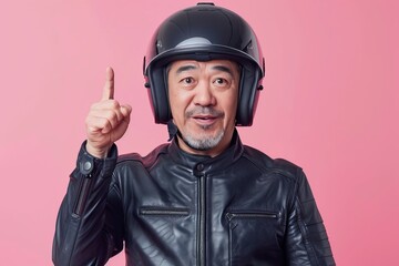 Safety First: A Mature Asian Reminder to Wear a Helmet Generative AI