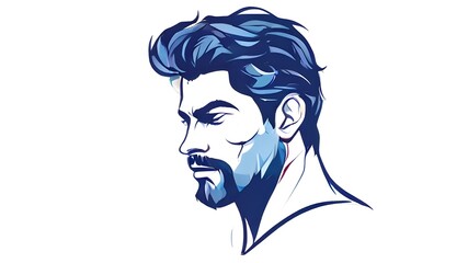 Handsome male portrait illustration with a beard and stylish hair, set against a white background