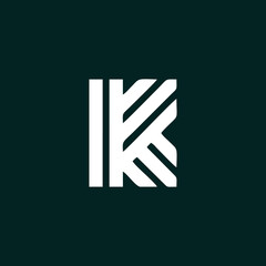 Initial letter K logo design vector illustration isolated on black background