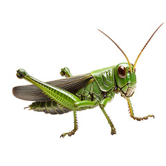 Fototapeta premium Photography of a Green Grasshopper Plain Transparent isolated png Background with High Detail