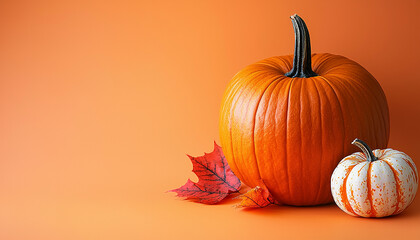 Autumn pumpkin leaf decoration orange gourd celebration freshness generated by AI