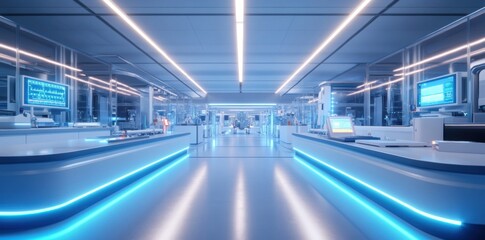 Obraz premium A futuristic aerospace factory floor features AI-driven machines, reflecting significant industry progress and seamless supply chain integration.
