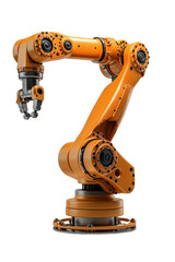 Robotic arm with articulated joints, minimalistic on white background