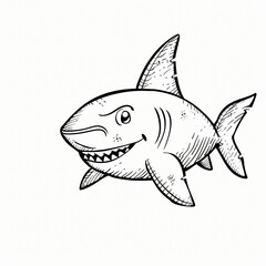 Obraz premium Cartoon of a Shark children coloring book page 