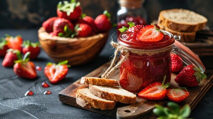 Homemade Strawberry Jam with Bread