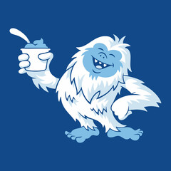 yeti cartoon logo design template, flat design