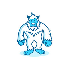 yeti cartoon logo design template, flat design