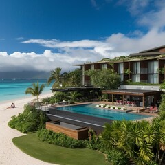 Fototapeta premium tropical resort pool hawaiian