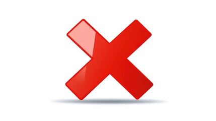 Fototapeta premium Vector Illustration of a Red Cross Mark Reflecting a Wrong or Prohibition Sign on White Background