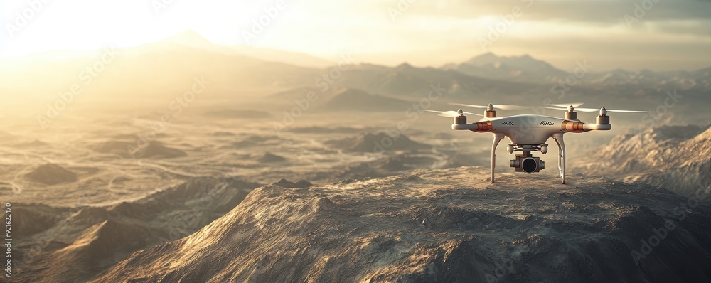 Poster ai-powered drone mapping a remote area in real-time, symbolizing exploration and discovery through t