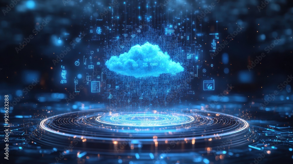 Poster weather prediction system with real-time updates and holographic displays, symbolizing precision in 