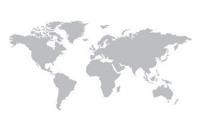 Fototapeta premium Vector World Map Silhouette on White Background