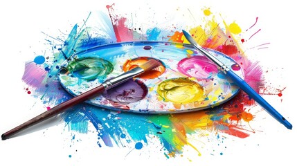 Obraz premium paint palette clip art , vibrant color clip art , paintbrush clip art , paint splash clip art