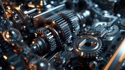 Close-up of an intricate and detailed mechanical gear system.