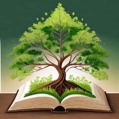Tree of Knowledge Growing from Open Book