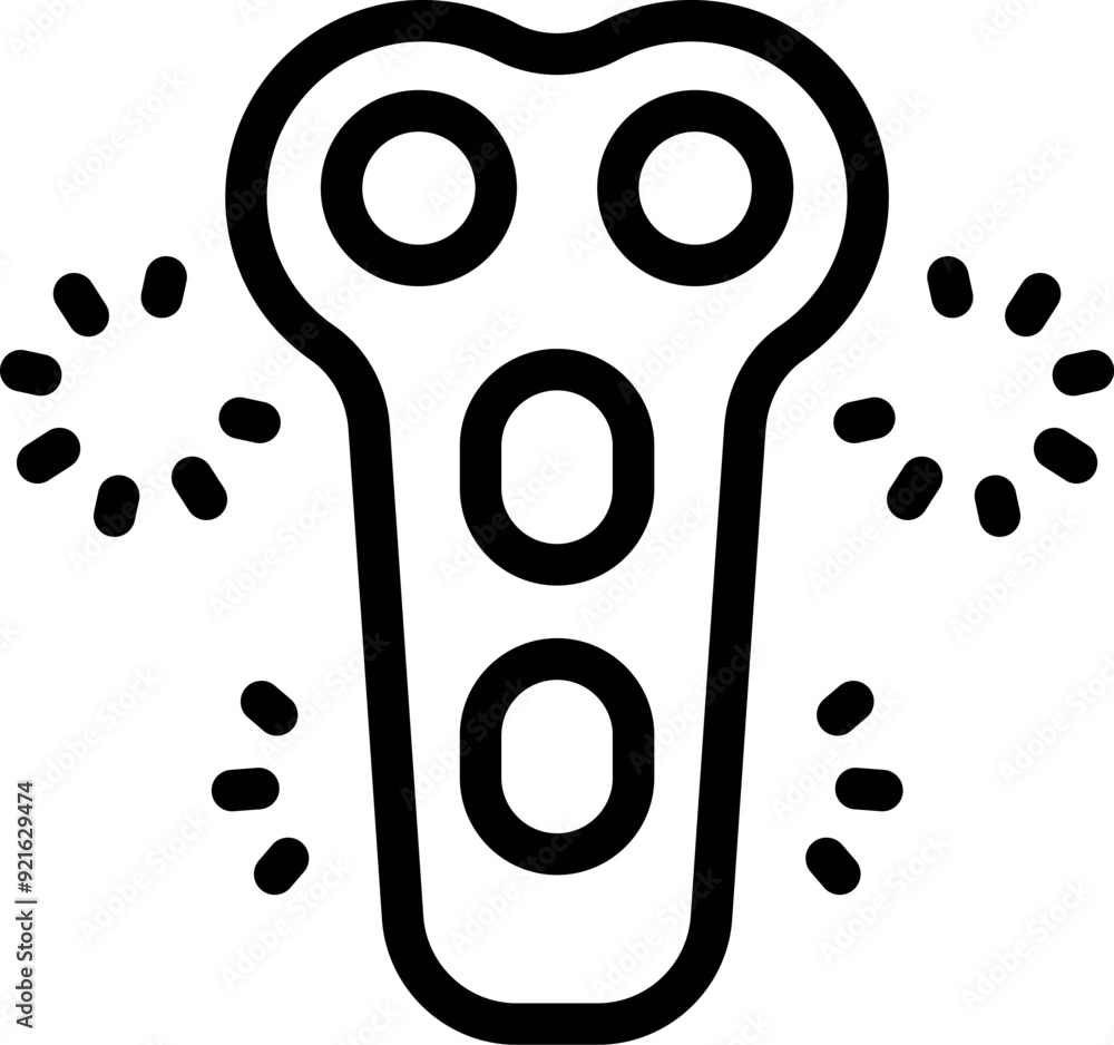 Poster line art icon of a fidget spinner rotating and generating sparks