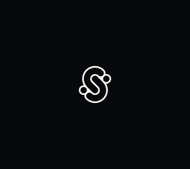 Modern Letter S Monogram with two dot in starting and ending corners. Negative space show Double J logo design. 