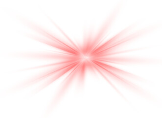 Red rays shining with light effect, star and sparks isolated on transparent background, flares and sunbursts