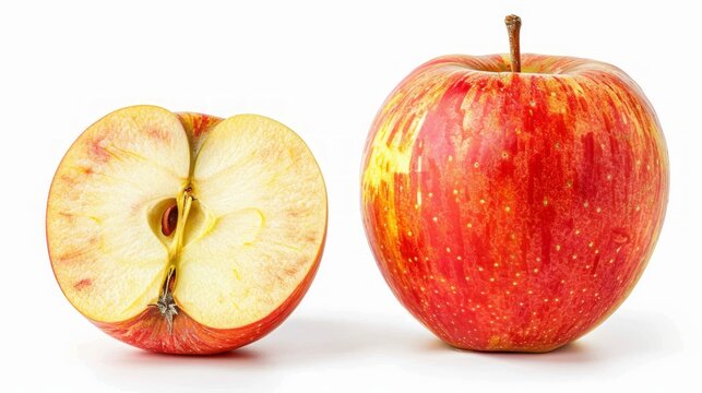 Honey crisp apple - Malus pumila - is an apple cultivar and its sweetness, firmness, and tartness make it an ideal apple for eating raw. isolated on white background