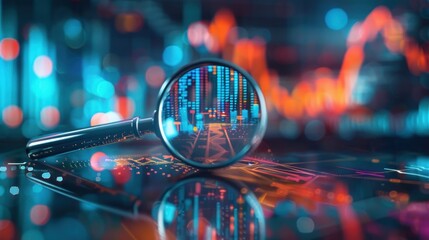 Magnifying Glass Examining Financial Data