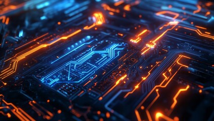 High-tech futuristic background with glowing digital elements and holographic textures, creating an immersive sci-fi atmosphere for technology-themed designs.