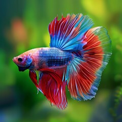 Multi color Siamese fighting fish(Rosetail)(halfmoon),fighting fish,Betta splendens,on nature background