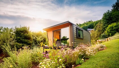 Tiny House Retreat: A charming tiny house nestled amidst a lush garden, offering a peaceful and eco-friendly escape in the heart of nature.