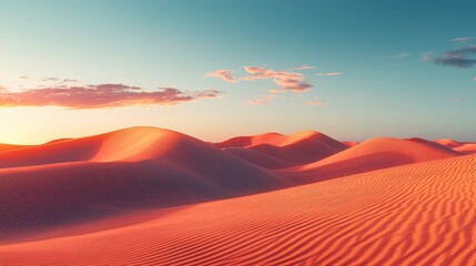 Obraz premium Golden sand dunes illuminated by the soft light of sunrise