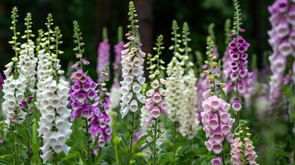 Obraz premium A Close Up of Colorful Foxgloves