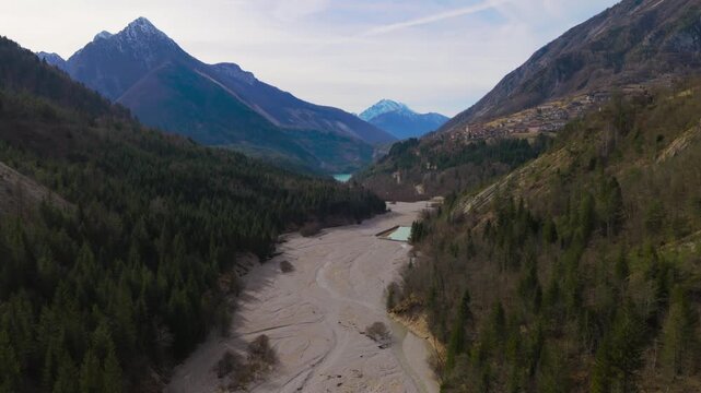 Flying above the Vajont valley in northern Italy. The Vajont disaster of 1963 caused 2,000 deaths when a landslide overwhelmed the dam.